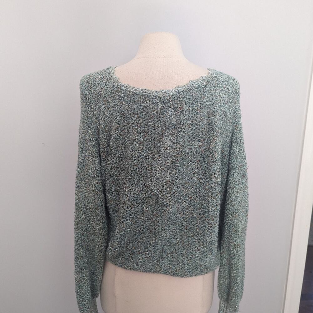 Vintage Women's Mint FINE POINTS LIZ TEKUS Sweater Gold Cardigan Boho Large - Picture 4 of 7
